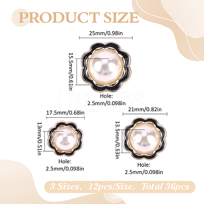 36Pcs 3 Styles 1-Hole Plastic Buttons BUTT-HY0001-25-1