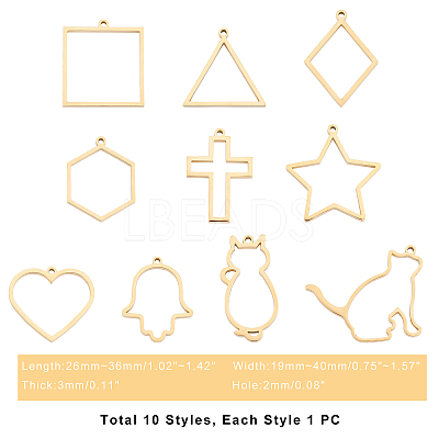 PVD Vacuum Plating 304 Stainless Steel Open Back Bezel Pendants STAS-UN0015-75G-1