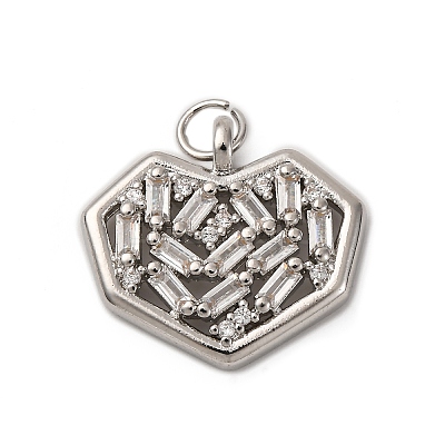 Brass Micro Pave Cubic Zirconia Pendants KK-P308-17P-1