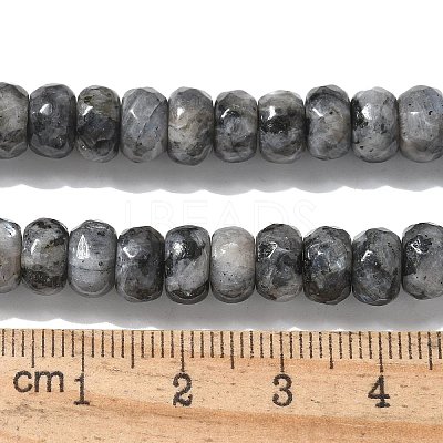 Faceted Natural Labradorite Rondelle Beads Strands G-K090-02-1