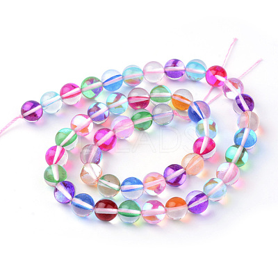 Synthetic Moonstone Beads Strands G-R375-8mm-B08-1