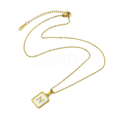 Ion Plating(IP) Rectangle with Initial Letter 304 Stainless Steel Pendant Necklace NJEW-R265-04G-N-1