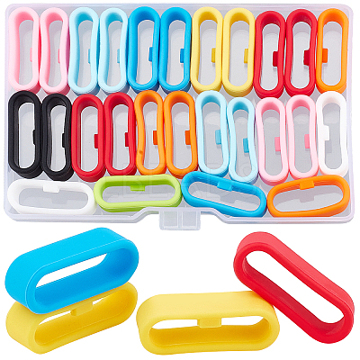 36Pcs 9 Colors Silicone Replacement Watch Band Strap Loops SIL-GF0001-10-1