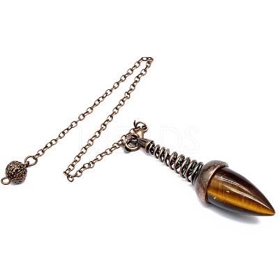 Natural Tiger Eye Dowsing Pendulum Big Pendants PW-WGFD073-01-1