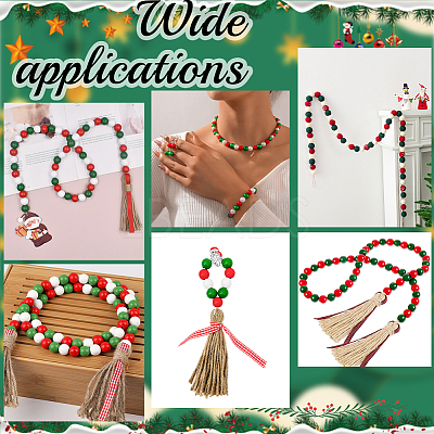 Christmas Theme 5 Strands Spray Painted Natural Wood Beads Strands WOOD-SP0001-02A-1