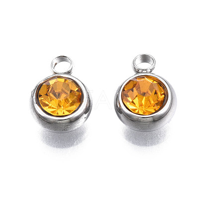 201 Stainless Steel Rhinestone Charms STAS-S068-18-1