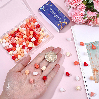 120Pcs 6 Colors Dyed Synthetic Coral Beads CORA-SC0001-28B-1