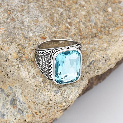 304 Stainless Steel with Cubic Zirconia Finger Rings for Men FS-WG67565-53-1