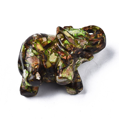 Elephant Assembled Natural Bronzite & Synthetic Imperial Jasper Model Ornament G-N330-62-1
