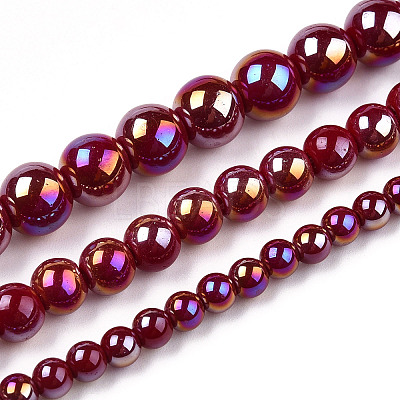 Electroplate Opaque Glass Beads Strands GLAA-T032-P4mm-AB05-1