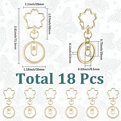 18Pcs Alloy Keychain Clasps KEYC-SC0001-72G-1