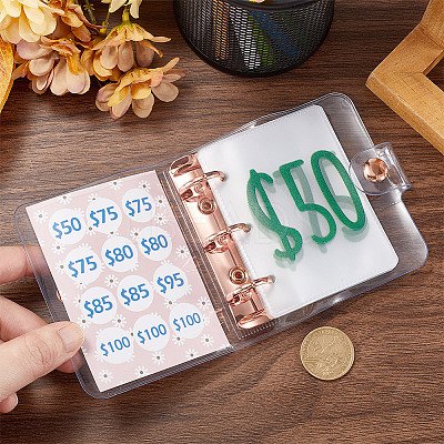 3-Ring 4 Inch PVC Mini Binder Savings Challenge DIY-WH0430-204B-1
