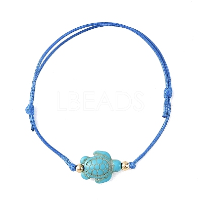 4Pcs 4 Colors Ocean Dyed Synthetic Turquoise Sea Turtle Beaded Adjustable Waxed Polyester Cord Bracelets for Women BJEW-JB14243-03-1