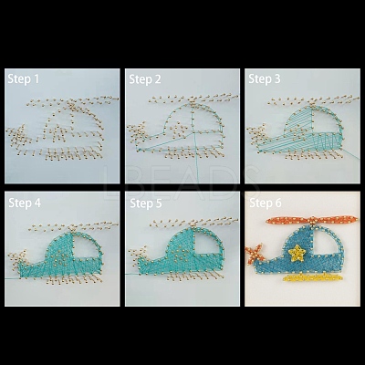 Helicopter Pattern DIY String Art Kit Sets DIY-F070-09-1
