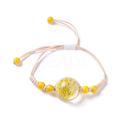 Handmade Dry Pressed Flower Link Bracelet for Girl Women BJEW-C004-01D-1