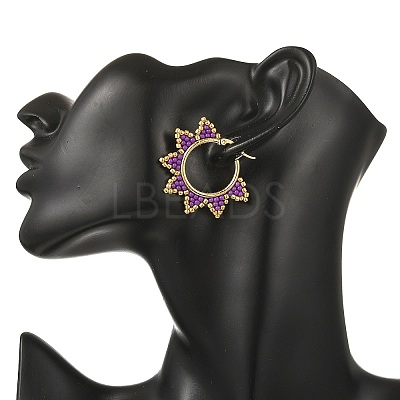 Glass Beaded Hoop Earrings EJEW-MZ00750-02-1