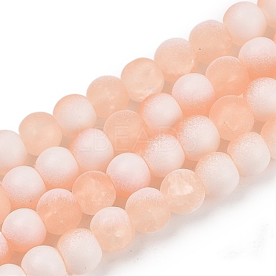 Frosted Crackle Glass Beads Strands GLAA-U001-8mm-M05-1