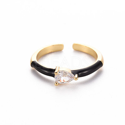 Brass Enamel Cuff Rings RJEW-T016-27B-NF-1