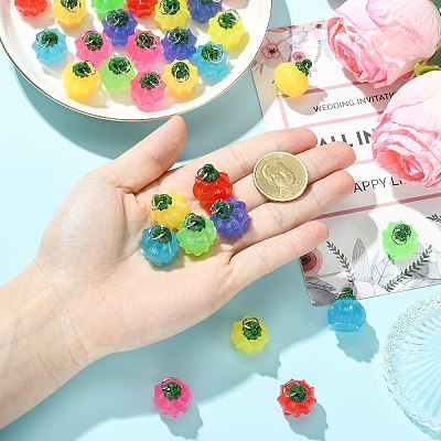 35Pcs 7 Colors Luminous Opaque Resin Pendants RESI-CJ0005-42-1
