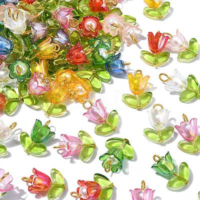 90Pcs 9 Colors Acrylic Lampwork Pendants PALLOY-CJ00048-1