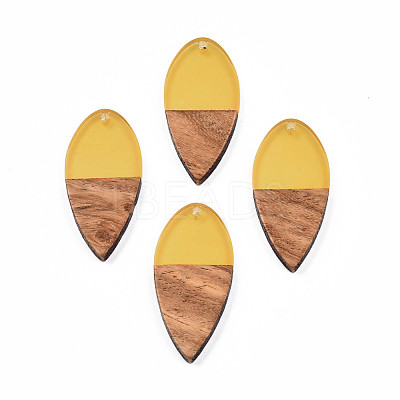 Transparent Resin & Walnut Wood Pendants RESI-N025-031-C08-1