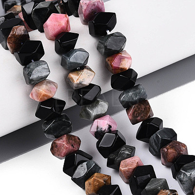 Natural Rhodonite & Eagle Eye & Obsidian Beads Strands G-N358-01A-03-1