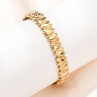 Valentine's Day 304 Stainless Steel Heart Open Hinged Cuff Bangles for Women SA-CBA7A40-07G-1