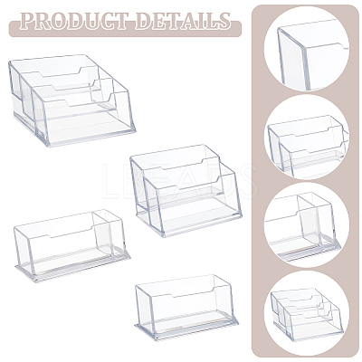 4Pcs 4 Styles Acrylic Business Card Holder ODIS-WR0001-08-1