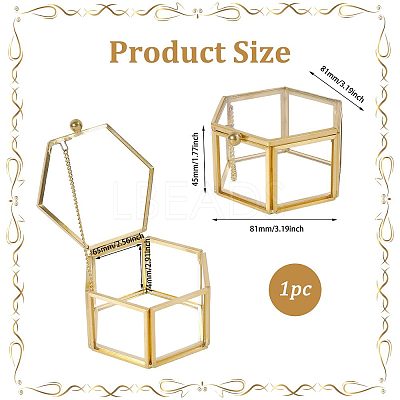 Glass Jewelry Presentation Boxes with Golden Tone Metal Frame CON-WH0133-014-1