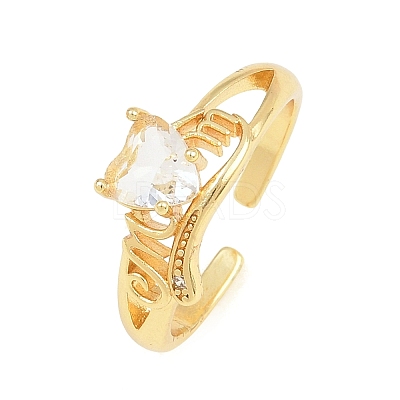 Mother's Day Brass Pave Cubic Zirconia Cuff Open Rings CU-CBACDF6-06G-01-1