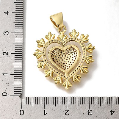 Heart Rack Plating Brass Micro Pave Clear Cubic Zirconia Pendant KK-U019-18G-03-1