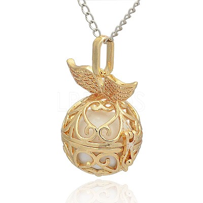 Golden Tone Brass Hollow Round Cage Pendants KK-J237-07G-1