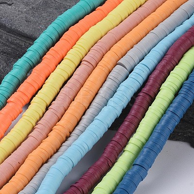 Flat Round Handmade Polymer Clay Beads CLAY-R067-6.0mm-M3-1