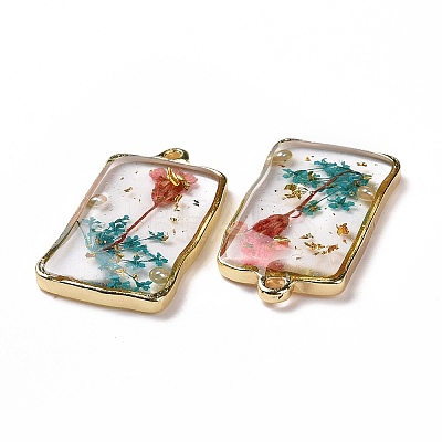 Transparent Clear Epoxy Resin Pendants RESI-L036-04G-02-1