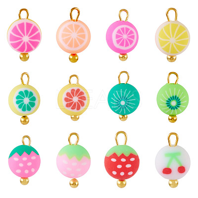 50Pcs Fruits Theme Handmade Polymer Clay Pendants CLAY-TA0007-08-1