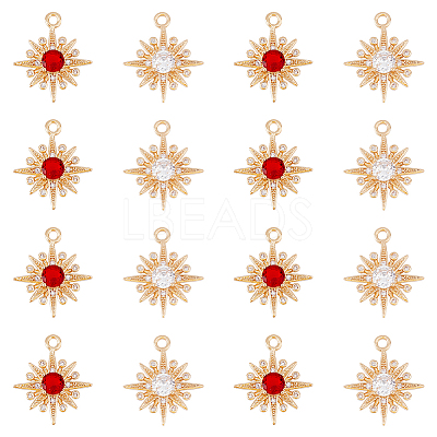 16Pcs 2 Colors Brass Micro Pave Cubic Zirconia Pendants KK-DC0003-35-1