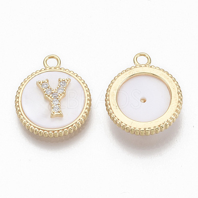 Brass Micro Pave Cubic Zirconia Pendants KK-T062-04Y-NF-1