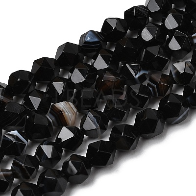 Natural Black Banded Agate/Striped AgateBeads Strands G-Z119-A03-01-1