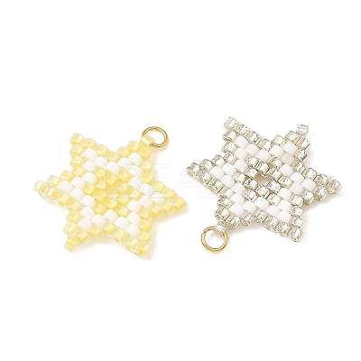 Glass Seed Beads Pendants PALLOY-MZ01457-1