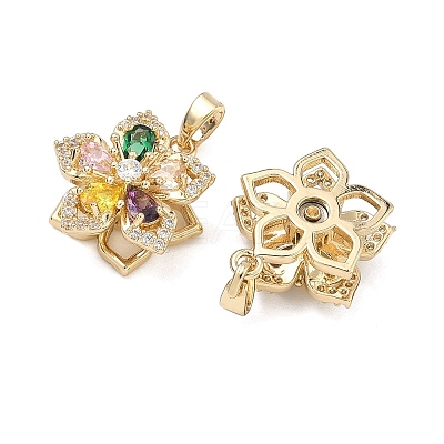 Brass Micro Pave Cubic Zirconia Rotatable Pendants KK-A287-11B-G-1