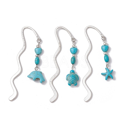3Pcs 3 Styles Zinc Alloy Wavy Bookmarks AJEW-JK00297-1