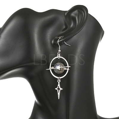 Natural Labradorite & Alloy Pendant Dangle Earrings EJEW-TA00818-01-1