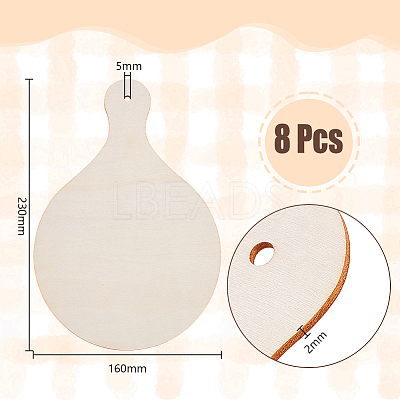 8Pcs Unfinished Wood Paddle Chopping Board with Handle DIY-AR0005-17-1