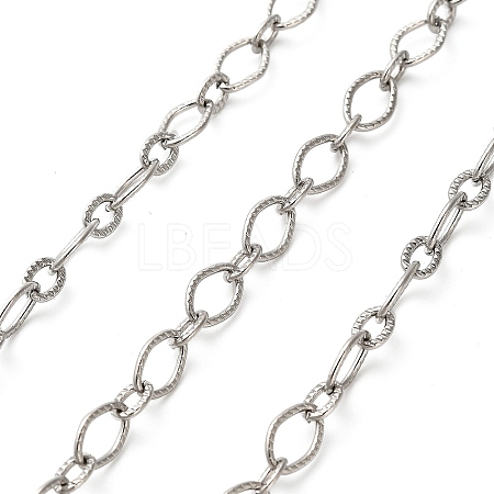 304 Stainless Steel Textured Oval Link Chains CHS-A016-03P-A-1