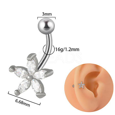 G23 Titanium Pave Clear Cubic Zirconia Curved Barbell Cartilage Earrings FS-WGD98FB-19-1