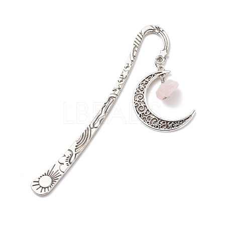 Natural Rose Quartz Raw Beads Bookmarks AJEW-JK00201-01-1