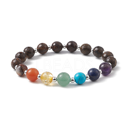 Natural Bronzite Beaded Bracelets BJEW-JB09467-02-1