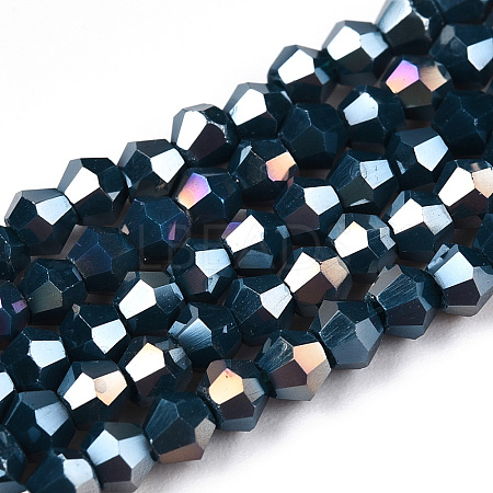 Opaque Solid Color Electroplate Glass Beads Strands EGLA-A039-P2mm-B09-1
