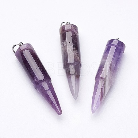 Natural Amethyst Pointed Pendants G-D850-06-1