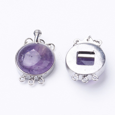 Natural Amethyst Box Clasps G-E427-06P-1